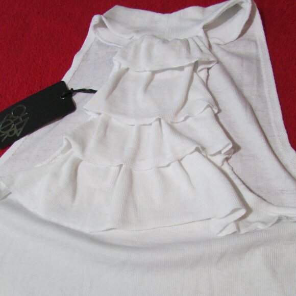 Chaser White Ribbed Tank Tiered Back Neck Band - Picture 5 of 11